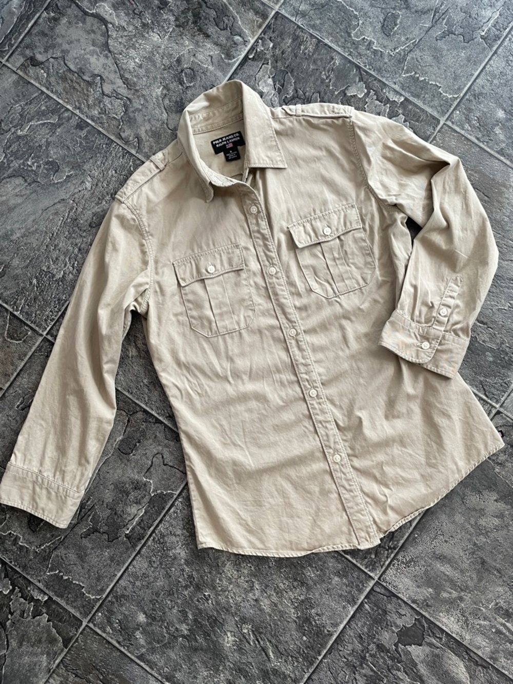 RALPH LAUREN Womens Military-Safari-Inspired Vintage Casual Urban ButtonUp Shirt